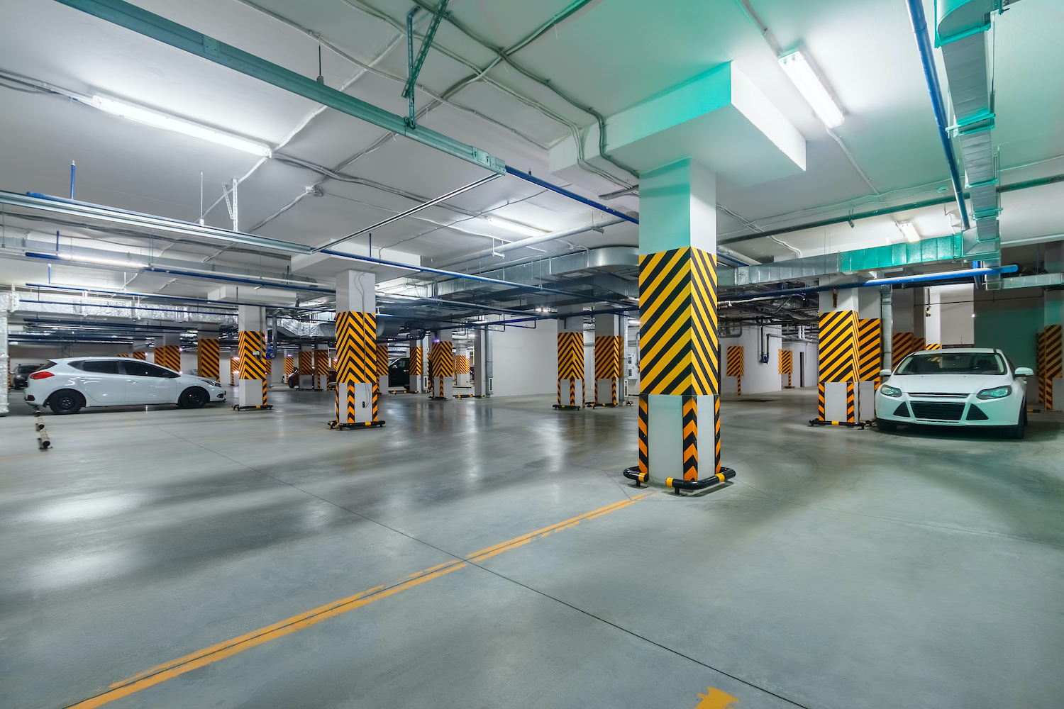 Cleaning in a Parking Lot Garage